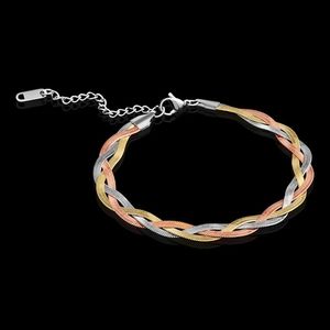 Tri-Color Stainless Steel "Tie the knot" Bracelet in silk bag